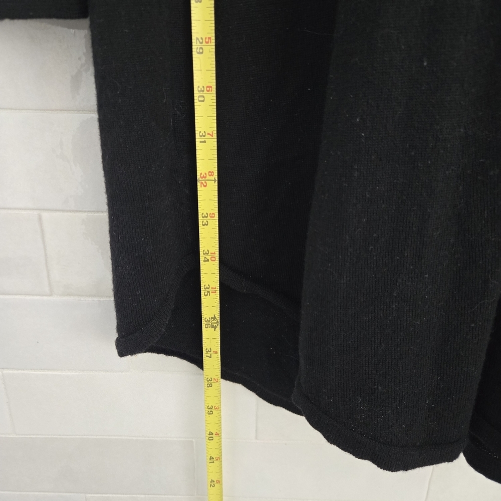 Eileen Fisher 100% Merino Wool V-neck Tunic Dress Top Long Sleeve Solid Black XL - Picture 6 of 7